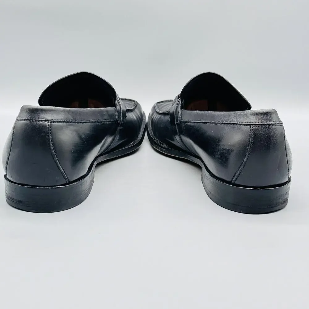 Salvatore Ferragamo Shoes Men 11.5 Black Leather Studio Bit Loafer Moc Toe Dress